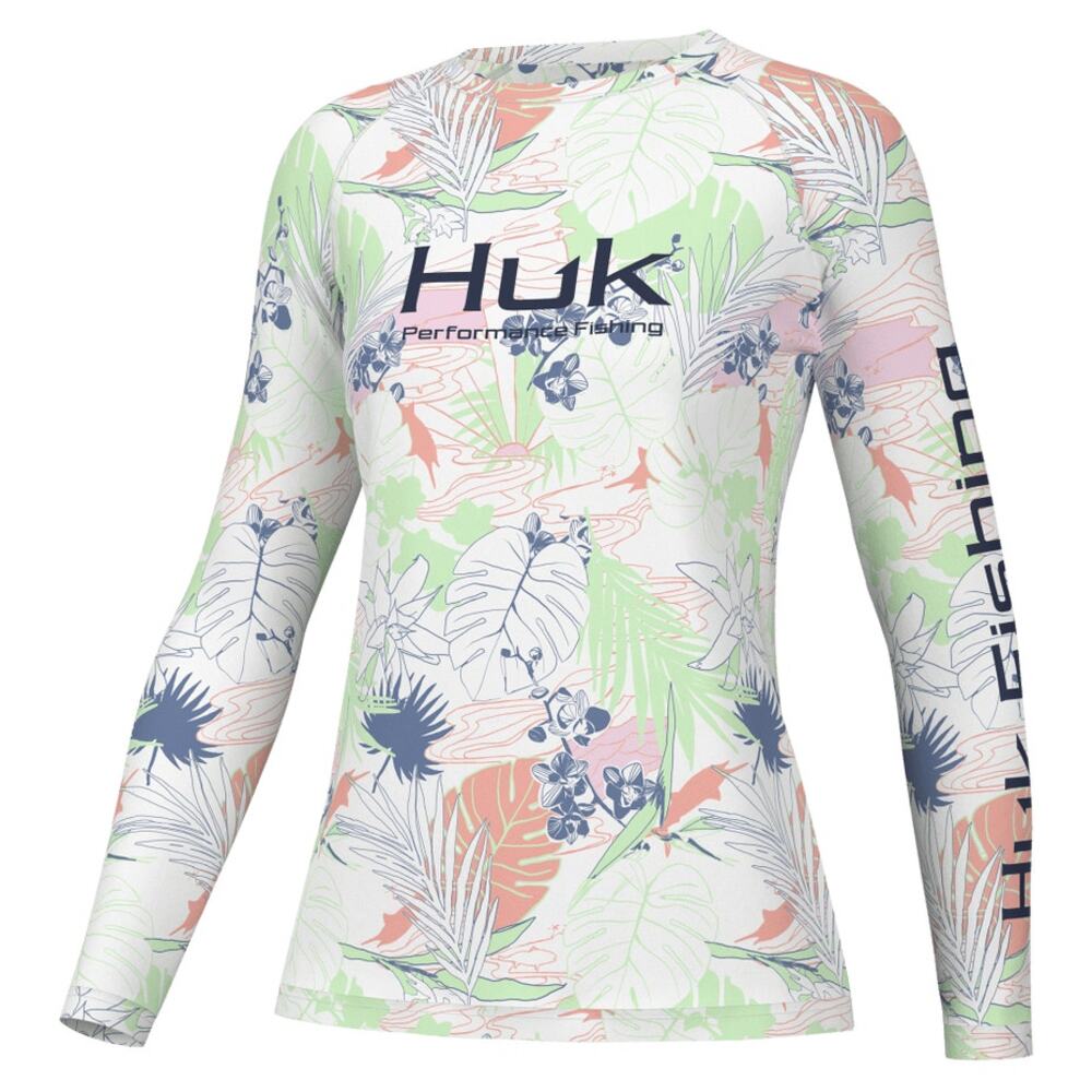 Huk Pursuit Performance Crew Women's XL Tropical Floral UPF 50+ Long Sleeve